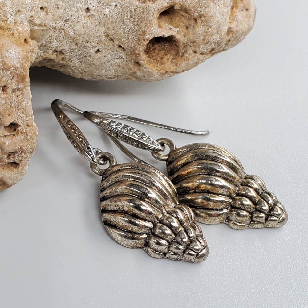 ❤️ Silver Earrings Small Shells Petitte Seashells Tropical Boho Beach Jewelry